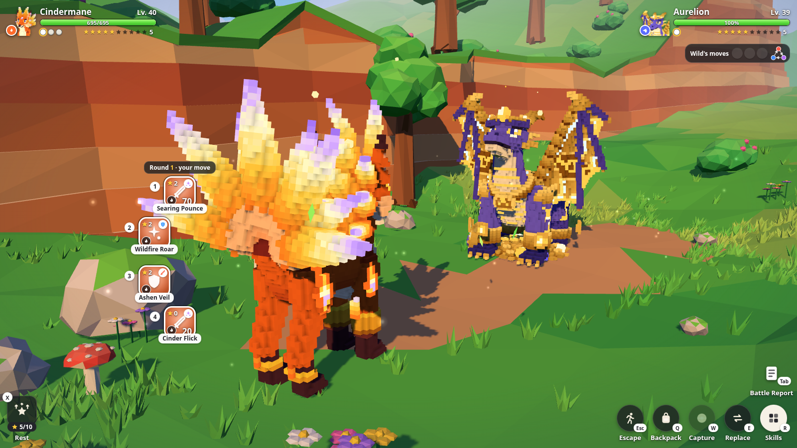 Cindermane facing Aurelion in Nimbo’s current battle prototype